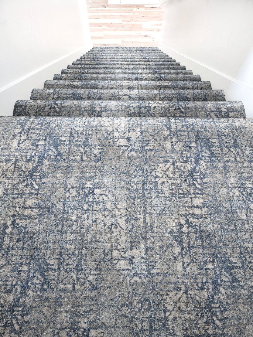 Custom & Wall to Wall Swank Blueball Lt. Blue - Blue Machine Made Rug