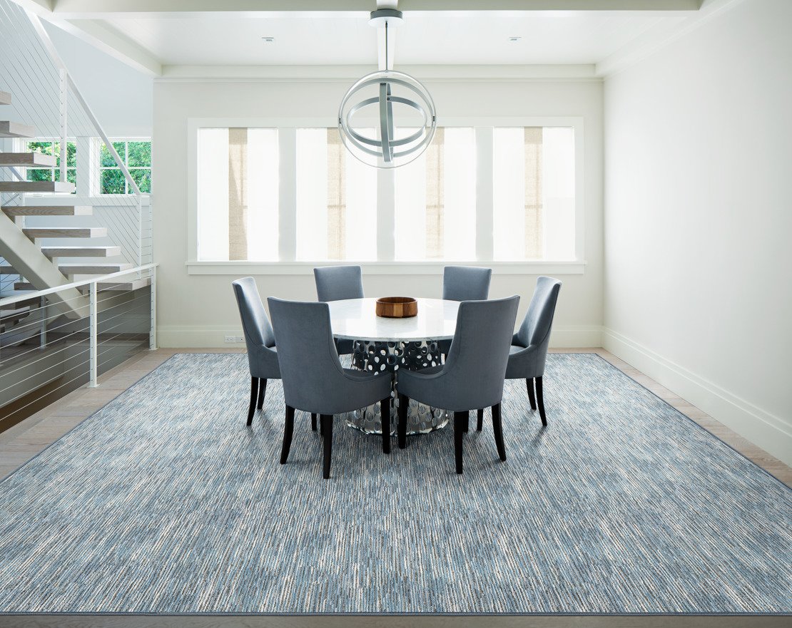 Custom & Wall to Wall Clairbella Ice Lt. Blue - Blue & Lt. Grey - Grey Machine Made Rug