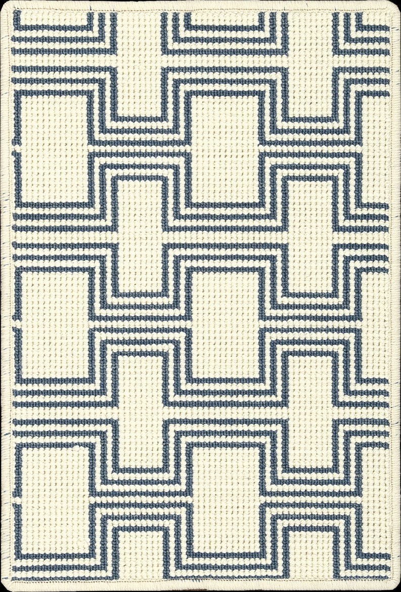 Custom Rugs, Runners & Rounds GROSSE POINTE CHNDL-58412 Ivory - Beige & Medium Blue - Navy Machine Made Rug