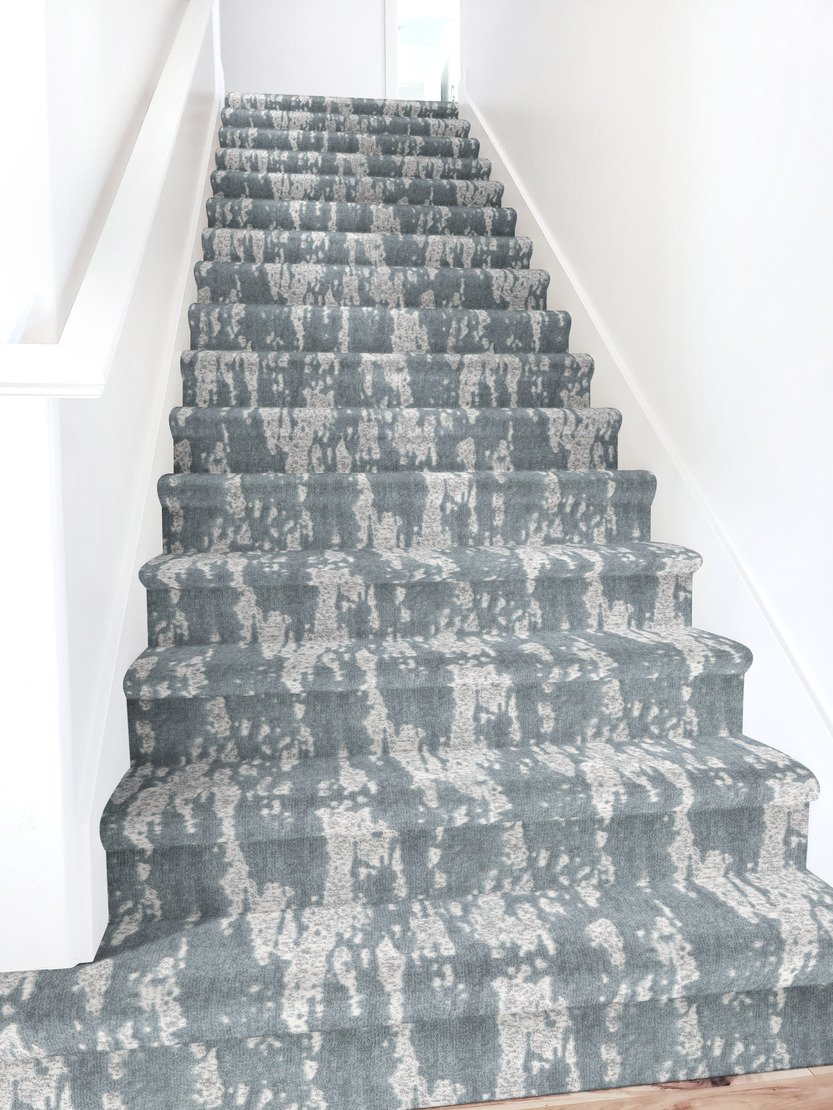 Custom & Wall to Wall Arabella Slate Medium Blue - Navy & Lt. Grey - Grey Machine Made Rug