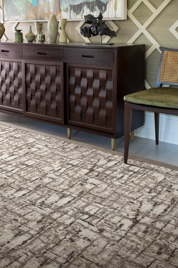Custom & Wall to Wall Mesmerize Earth Lt. Brown - Chocolate & Lt. Grey - Grey Hand Knotted Rug