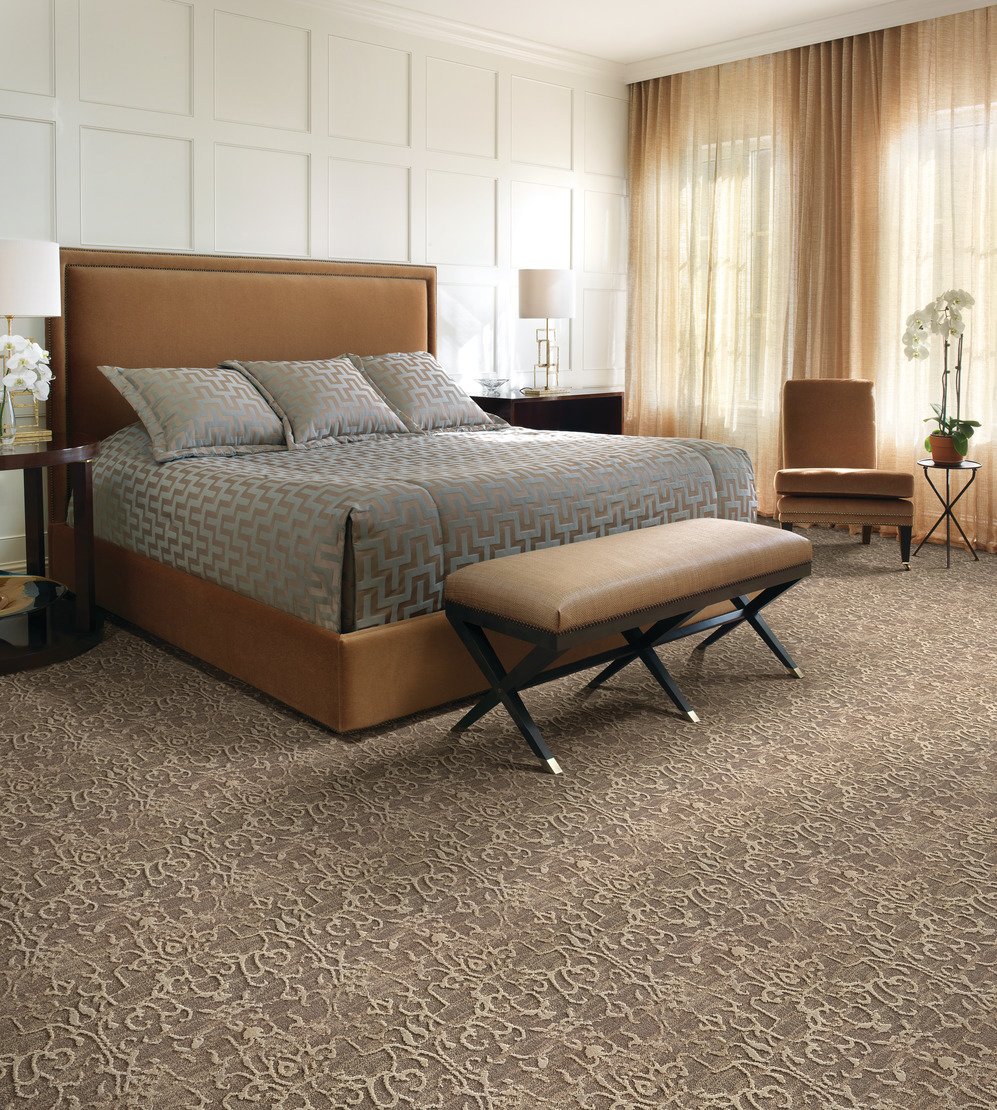 Custom & Wall to Wall Garden of Eden Desert Camel - Taupe & Ivory - Beige Machine Made Rug