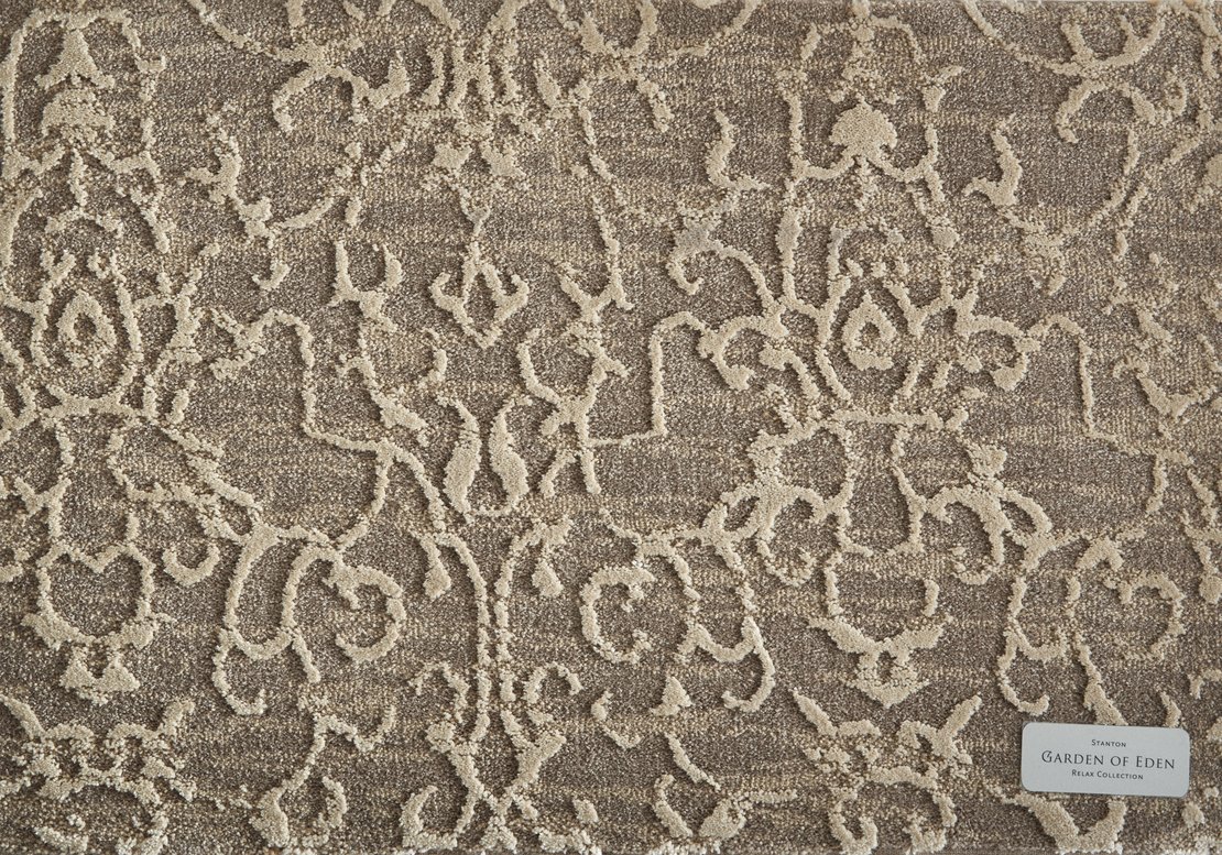 Custom & Wall to Wall Garden of Eden Desert Camel - Taupe & Ivory - Beige Machine Made Rug