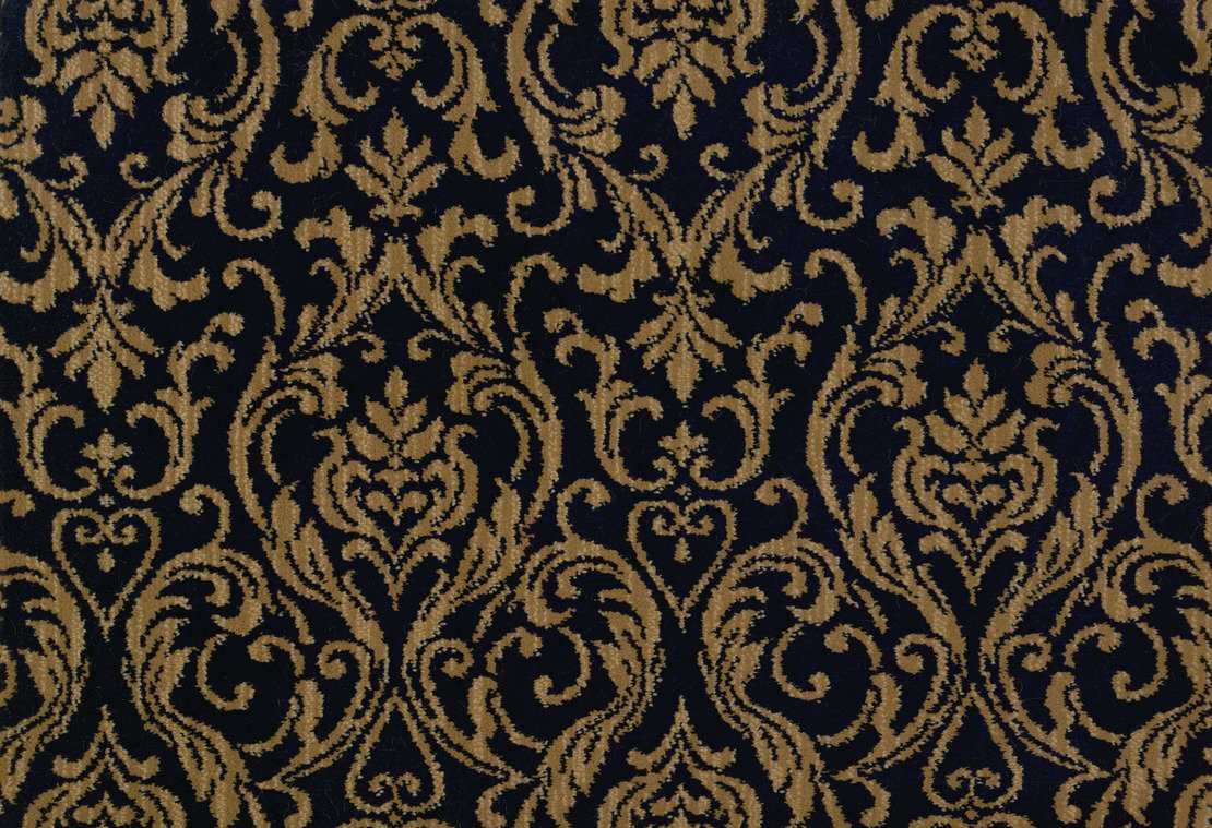 Custom & Wall to Wall Lake Como Navy Medium Blue - Navy & Lt. Gold - Gold Machine Made Rug