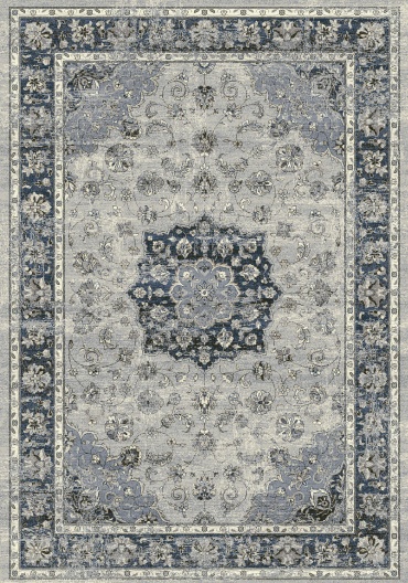 Traditional & Oriental Rugs Ancient Garden 57559-9686 Lt. Grey - Grey & Medium Blue - Navy Machine Made Rug