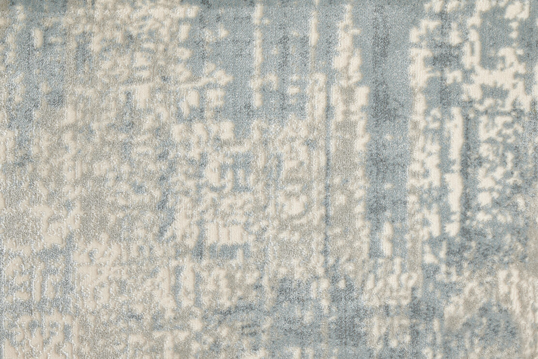 Custom Rugs, Runners & Rounds Lyrical Sky Blue Lt. Blue - Blue & Ivory - Beige Machine Made Rug