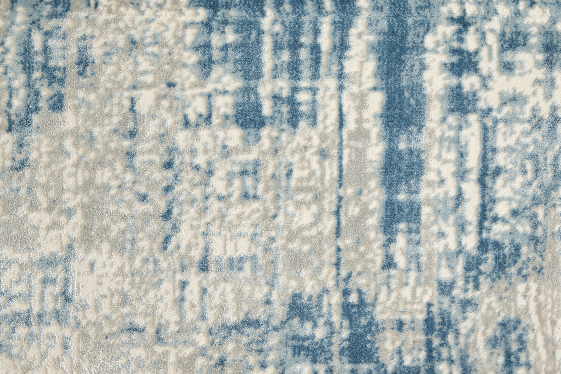 Custom & Wall to Wall Lyrical Wave Lt. Blue - Blue & Lt. Grey - Grey Machine Made Rug