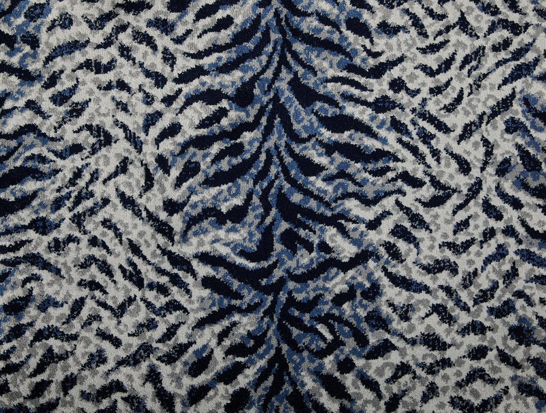 Custom & Wall to Wall King Tiger Navy Medium Blue - Navy & Black - Charcoal Machine Made Rug