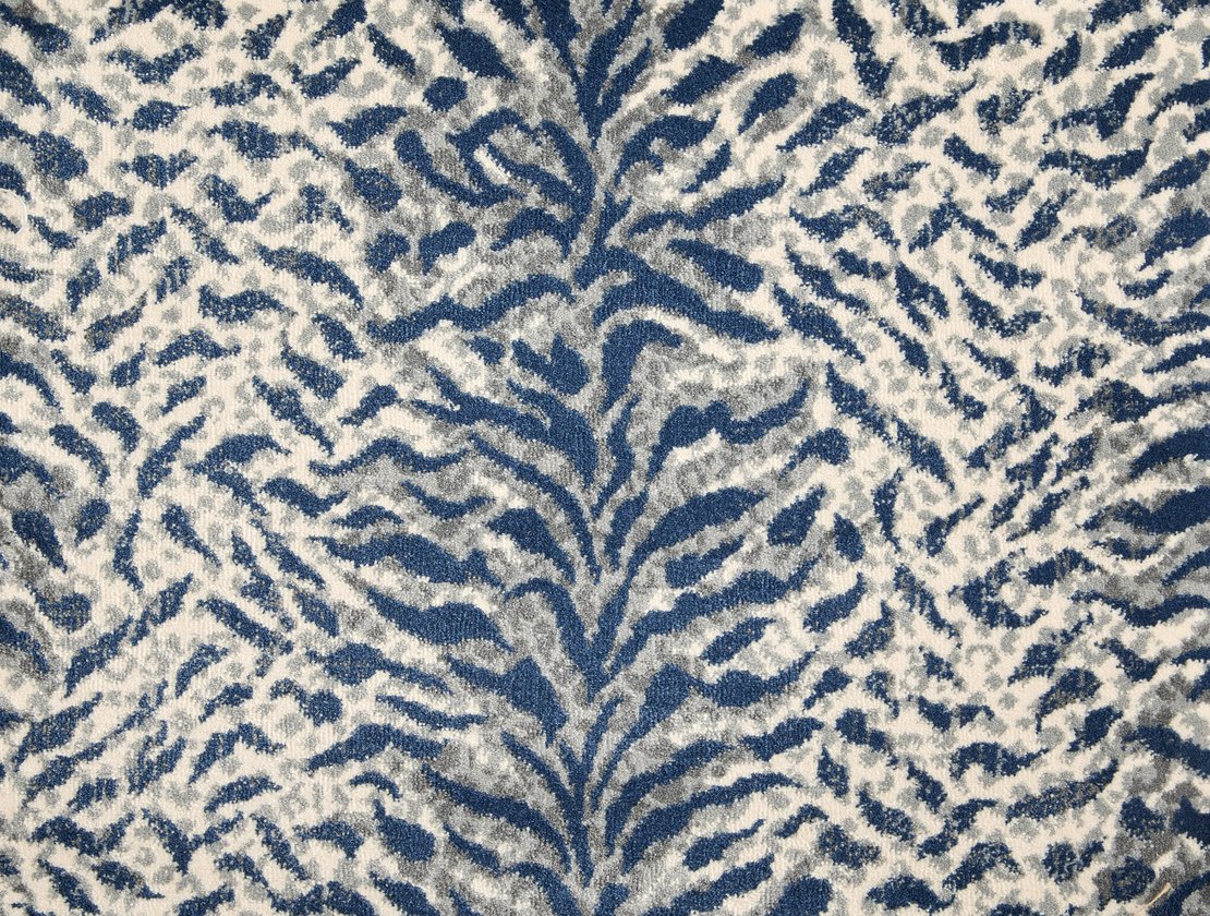 Custom & Wall to Wall King Tiger Waterfall Lt. Blue - Blue & Ivory - Beige Machine Made Rug