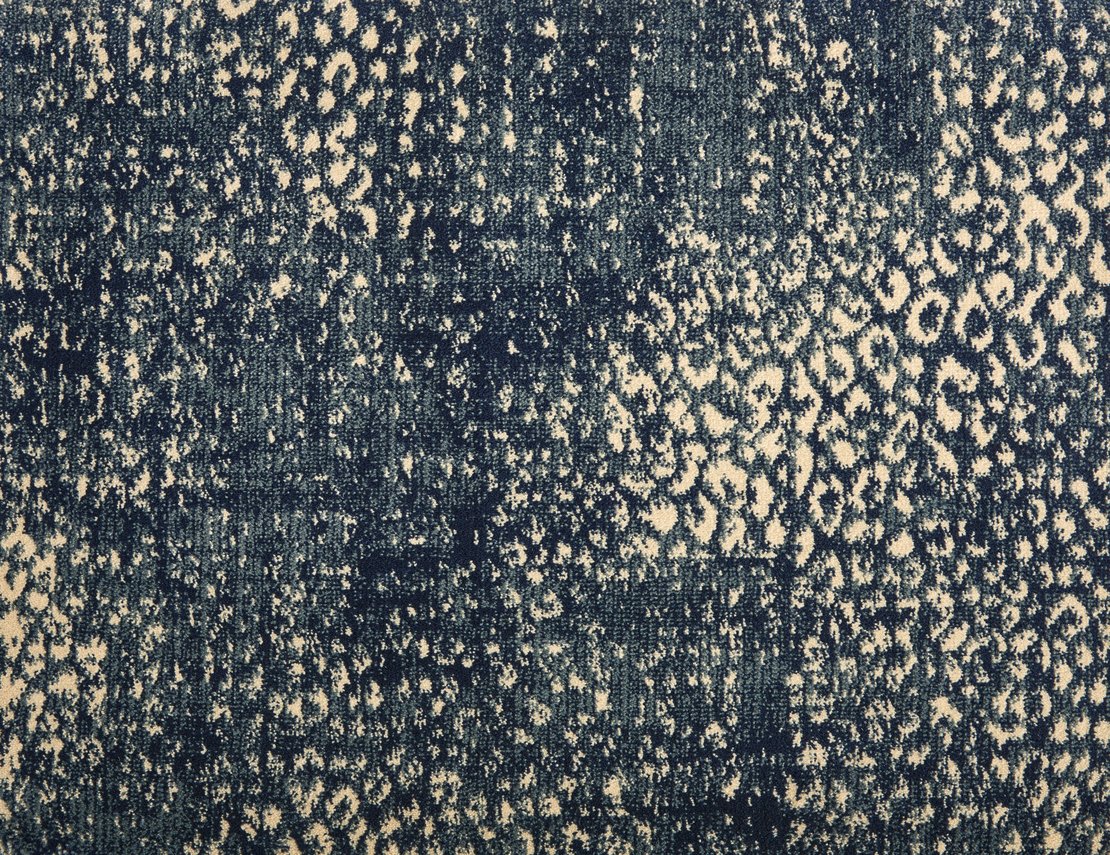 Custom Rugs, Runners & Rounds King Cheetah Marine Medium Blue - Navy & Ivory - Beige Machine Made Rug