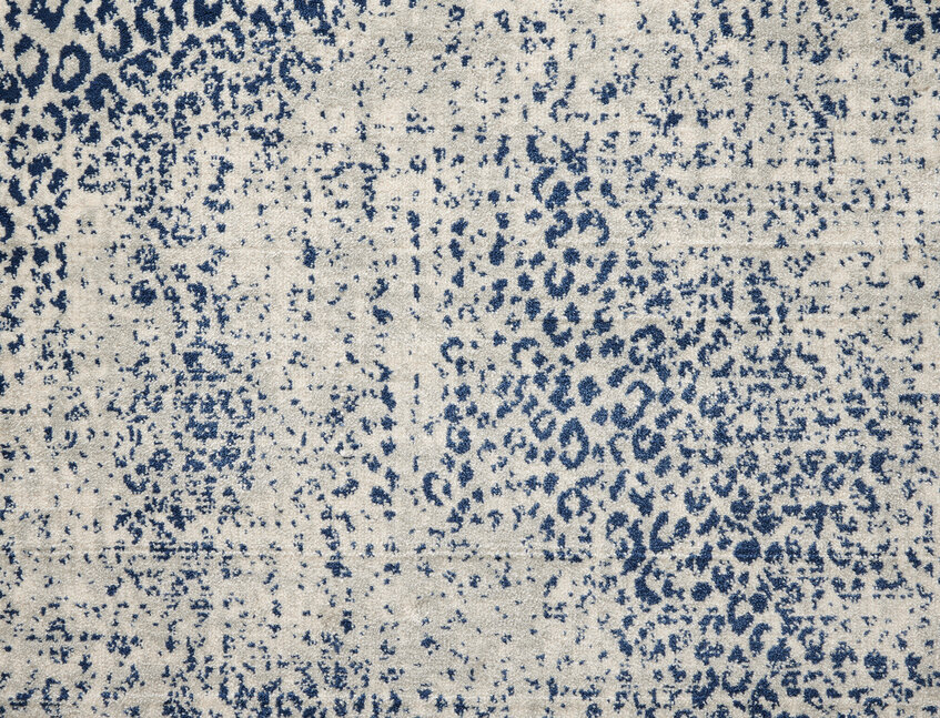 Custom Rugs, Runners & Rounds King Cheetah Inked Lt. Grey - Grey & Medium Blue - Navy Machine Made Rug
