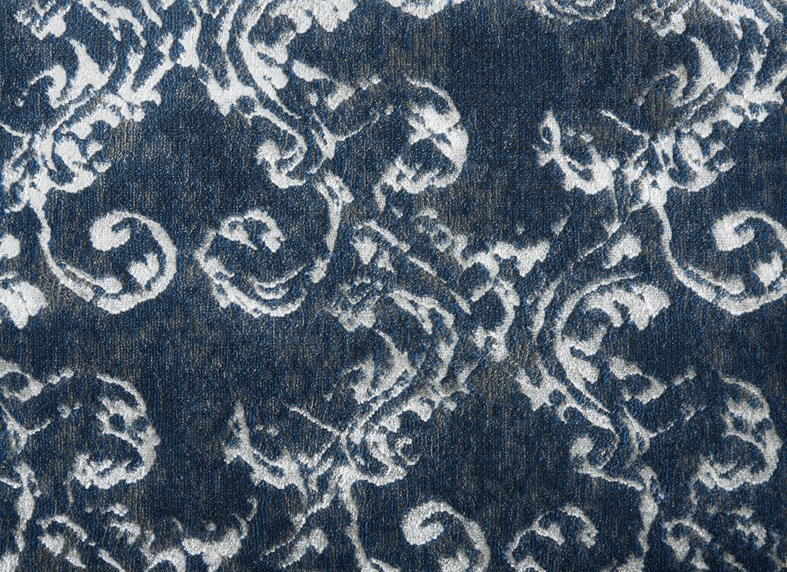 Custom Rugs, Runners & Rounds Angelica Denim Medium Blue - Navy & Ivory - Beige Machine Made Rug