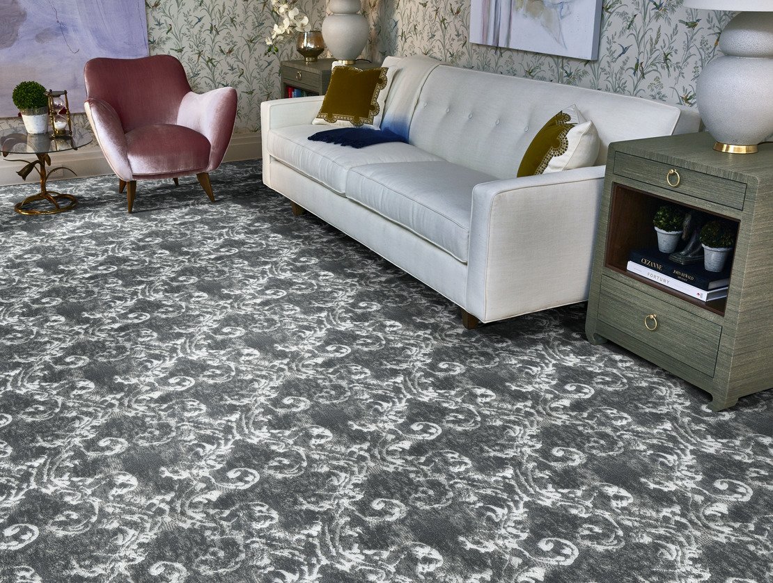 Custom Rugs, Runners & Rounds Angelica Denim Medium Blue - Navy & Ivory - Beige Machine Made Rug