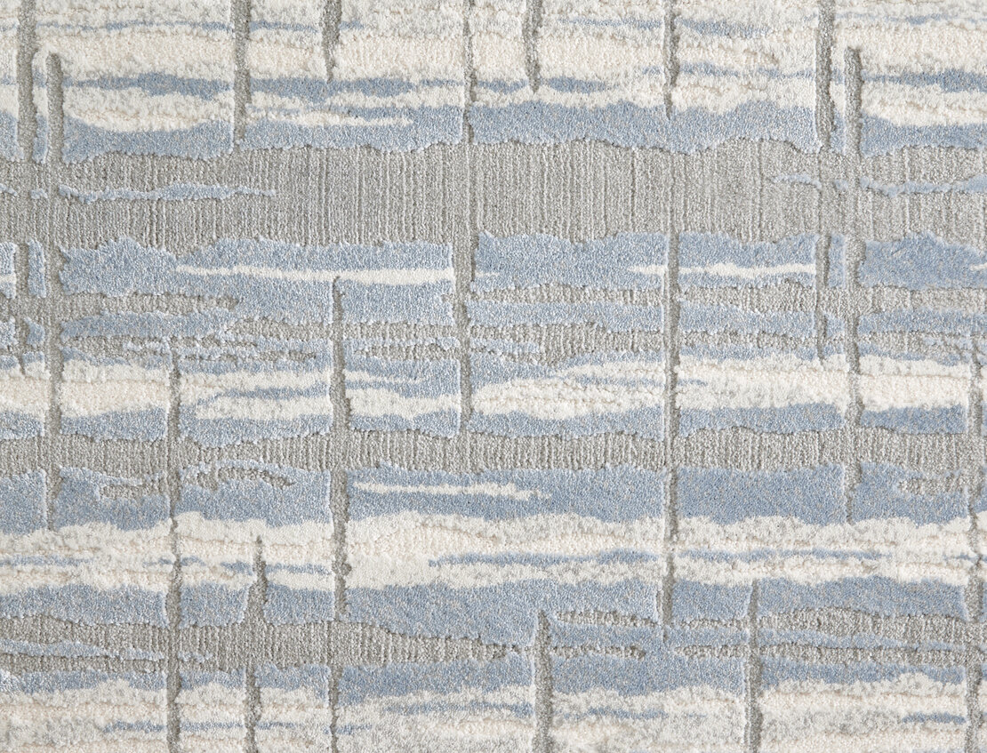 Custom & Wall to Wall Belladonna Wave Lt. Blue - Blue & Lt. Grey - Grey Machine Made Rug