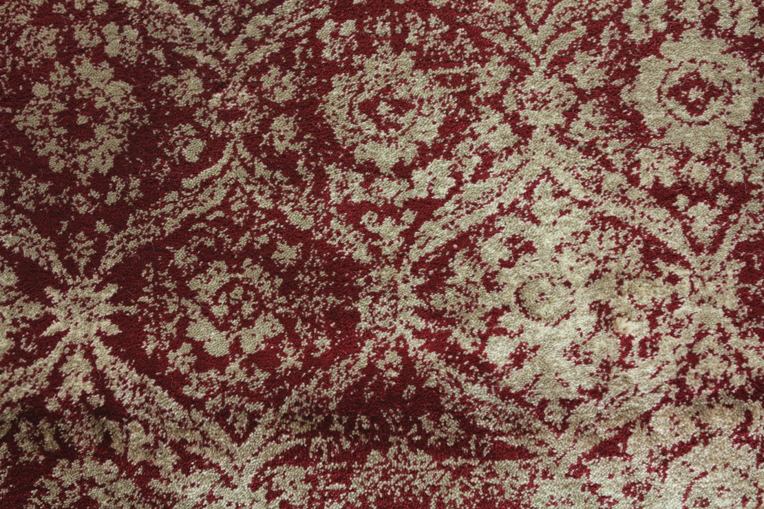Custom & Wall to Wall Olympia Cherry Red - Burgundy & Camel - Taupe Machine Made Rug