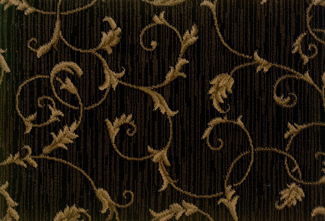 Custom Rugs, Runners & Rounds Montpellier Stout Black - Charcoal & Lt. Gold - Gold Machine Made Rug