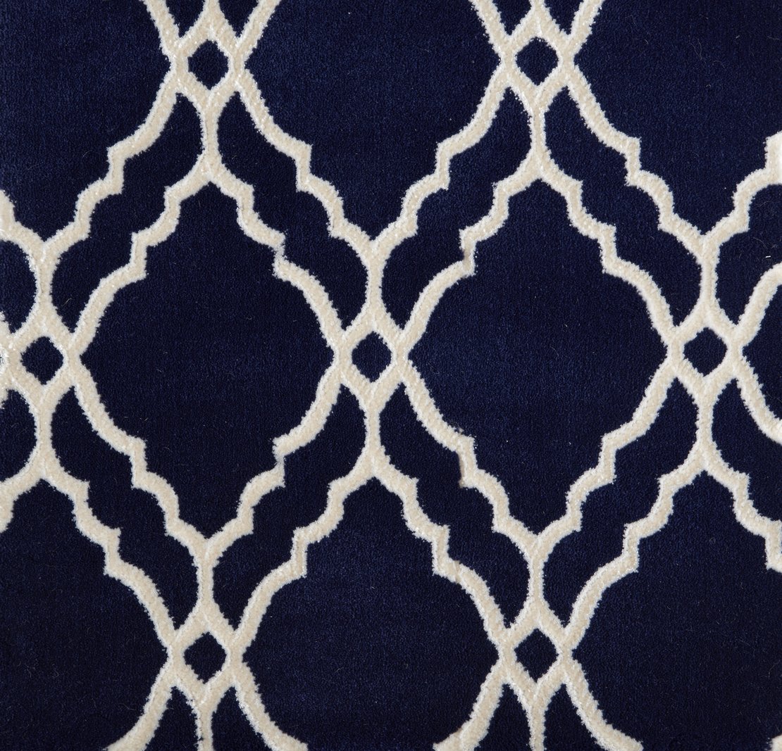 Custom Rugs, Runners & Rounds Clifton Navy Medium Blue - Navy & Ivory - Beige Machine Made Rug