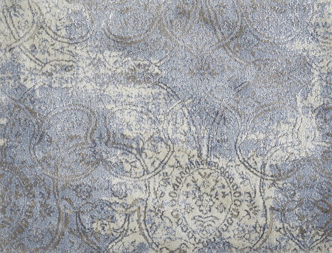 Custom Rugs, Runners & Rounds Edgewater Sky Lt. Blue - Blue & Lt. Grey - Grey Machine Made Rug