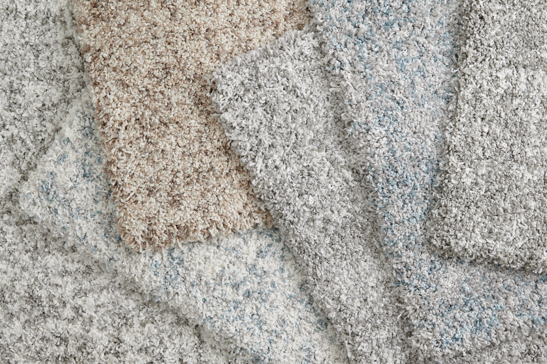 Custom & Wall to Wall Shaggy Superstar Crystal Lt. Blue - Blue & Ivory - Beige Machine Made Rug