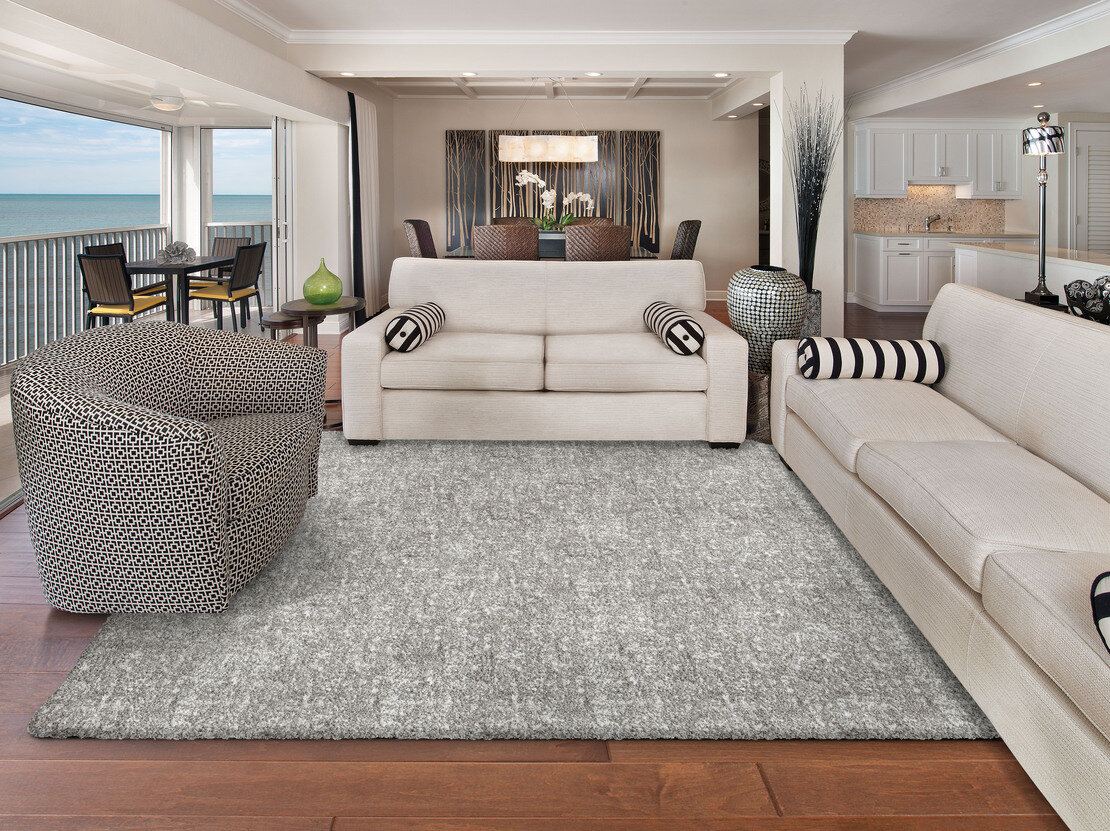 Custom & Wall to Wall Shaggy Superstar Pebble Lt. Grey - Grey Machine Made Rug