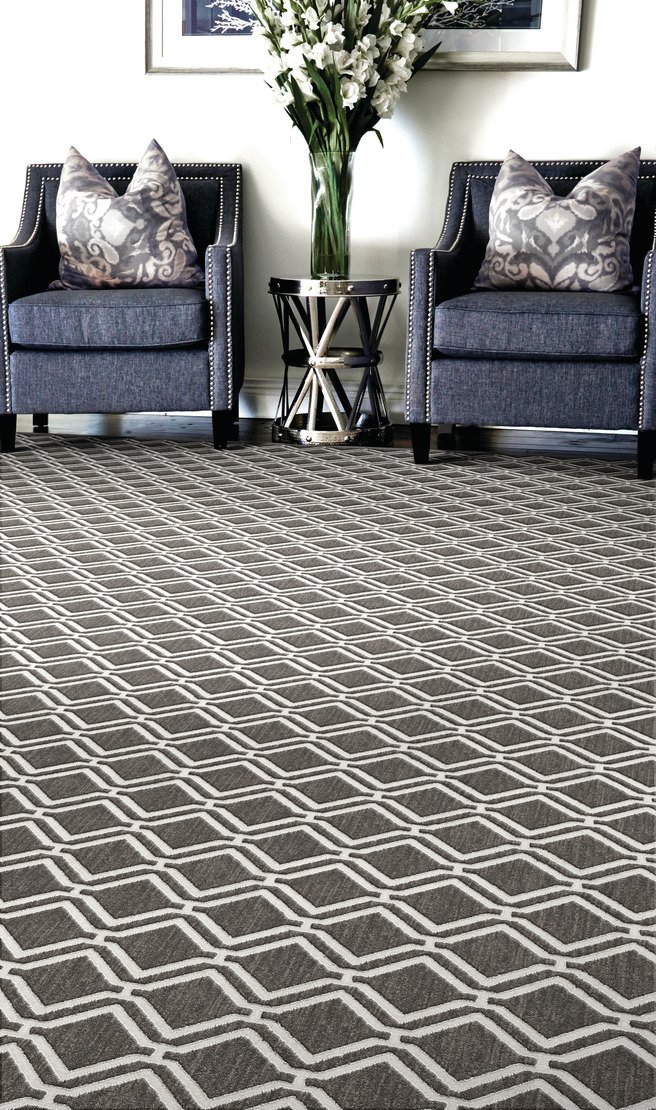 Custom & Wall to Wall York Mist Lt. Grey - Grey & Ivory - Beige Machine Made Rug