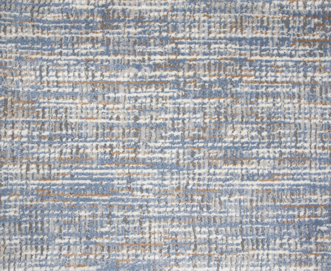 Custom & Wall to Wall Aerial Steel Blue Lt. Blue - Blue Machine Made Rug