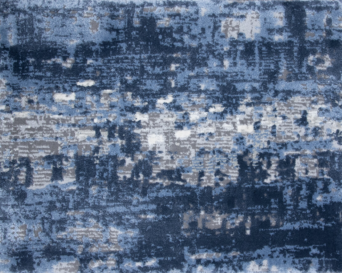 Custom Rugs, Runners & Rounds Pixel Steel Blue Medium Blue - Navy & Lt. Grey - Grey Machine Made Rug