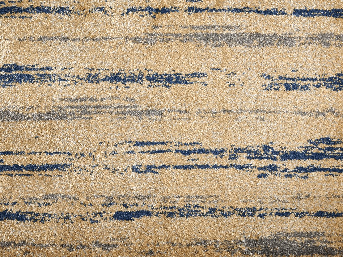 Custom Rugs, Runners & Rounds Ruminations Golden Lt. Gold - Gold & Medium Blue - Navy Machine Made Rug