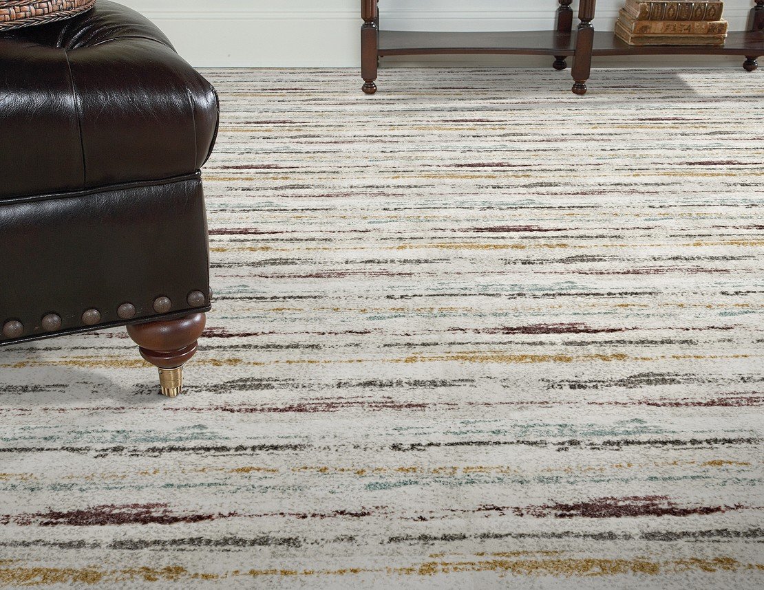 Custom Rugs, Runners & Rounds Ruminations Golden Lt. Gold - Gold & Medium Blue - Navy Machine Made Rug