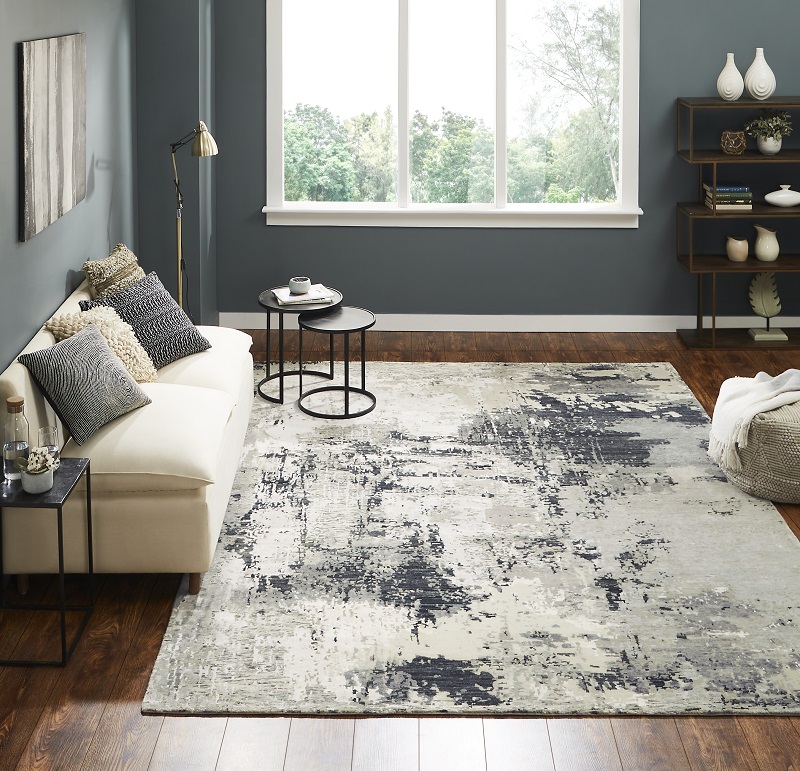 Contemporary & Transitional Rugs Spalsh TT Lt. Grey - Grey & Black - Charcoal Hand Knotted Rug