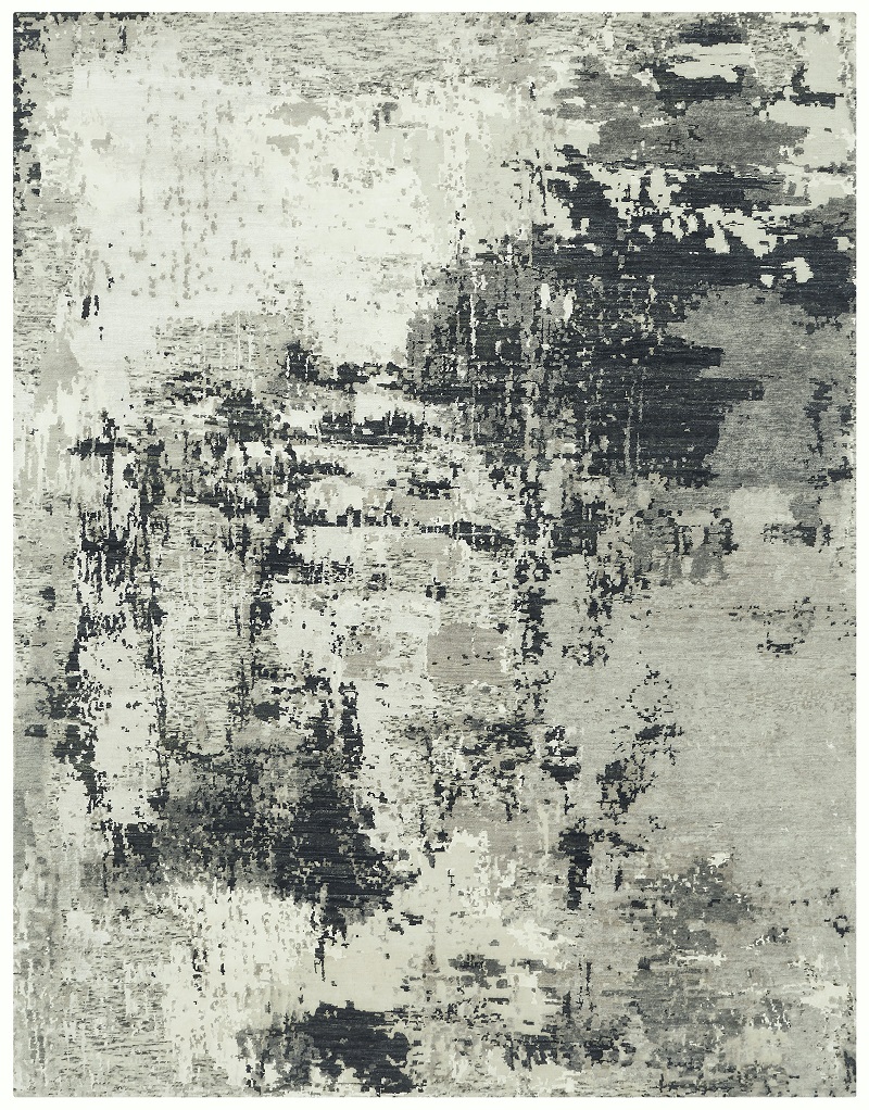 Contemporary & Modern Rugs Spalsh TT Lt. Grey - Grey & Black - Charcoal Hand Knotted Rug