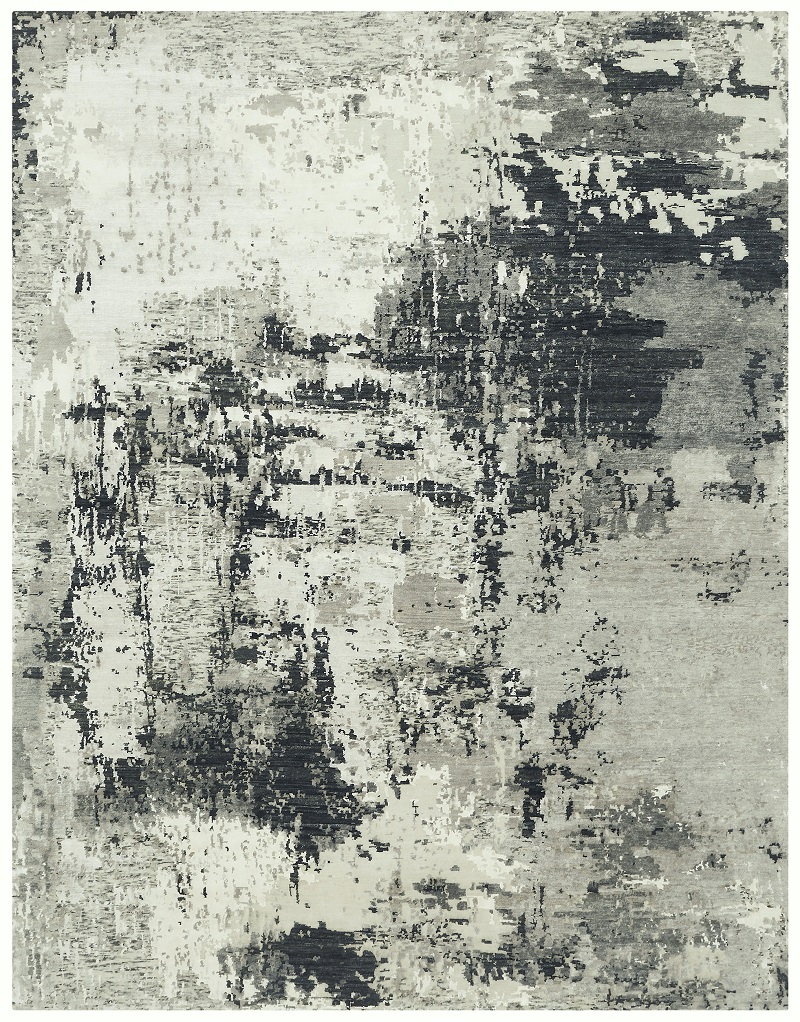 Contemporary & Transitional Rugs Spalsh TT Lt. Grey - Grey & Black - Charcoal Hand Knotted Rug