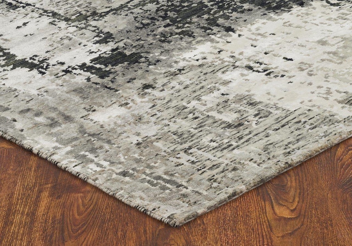 Contemporary & Modern Rugs Spalsh TT Lt. Grey - Grey & Black - Charcoal Hand Knotted Rug