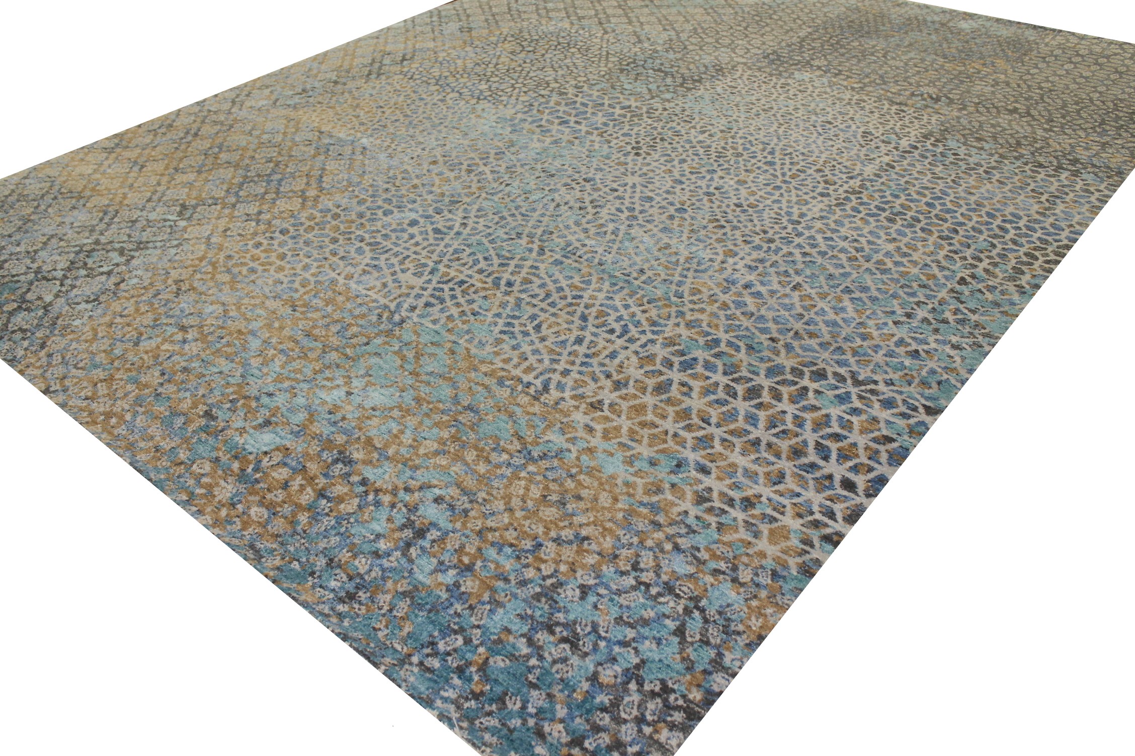 Contemporary Rugs & Transitional Rugs Jankat 022842 Lt. Grey - Grey & Multi Hand Knotted Rug