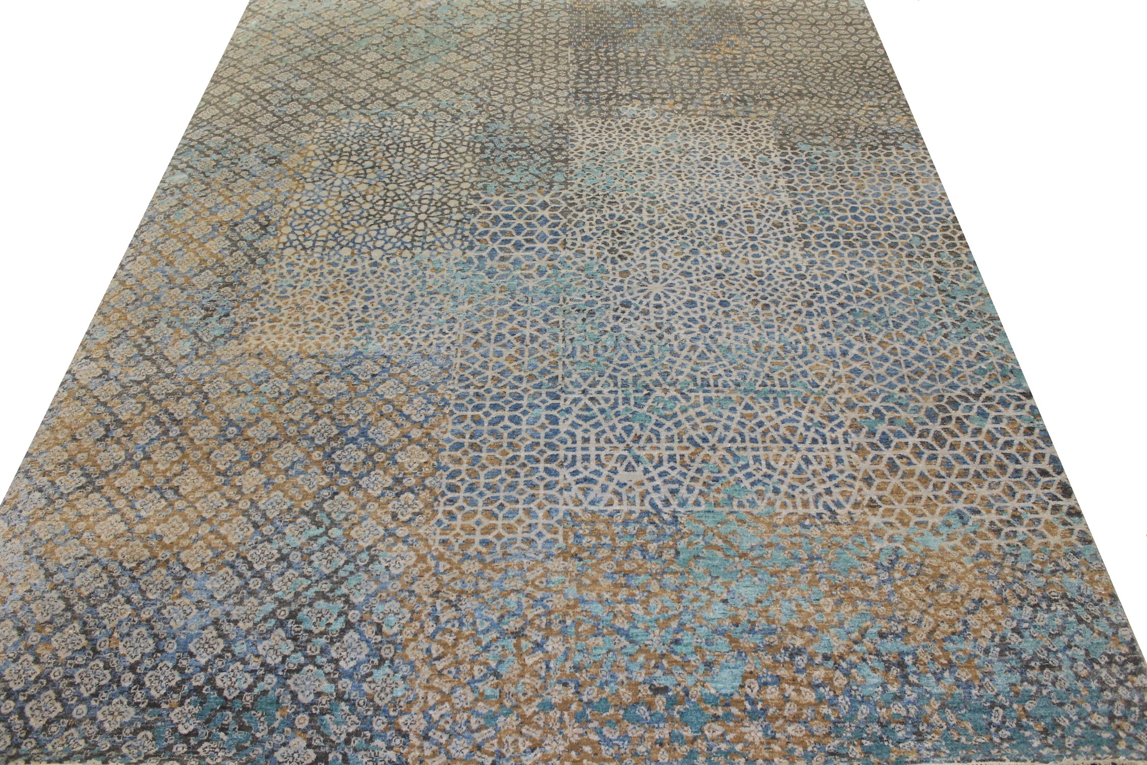 Contemporary Rugs & Transitional Rugs Jankat 022842 Lt. Grey - Grey & Multi Hand Knotted Rug