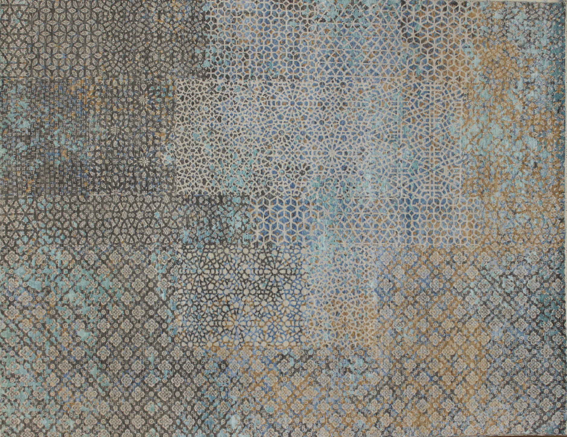Contemporary Rugs & Transitional Rugs Jankat 022842 Lt. Grey - Grey & Multi Hand Knotted Rug