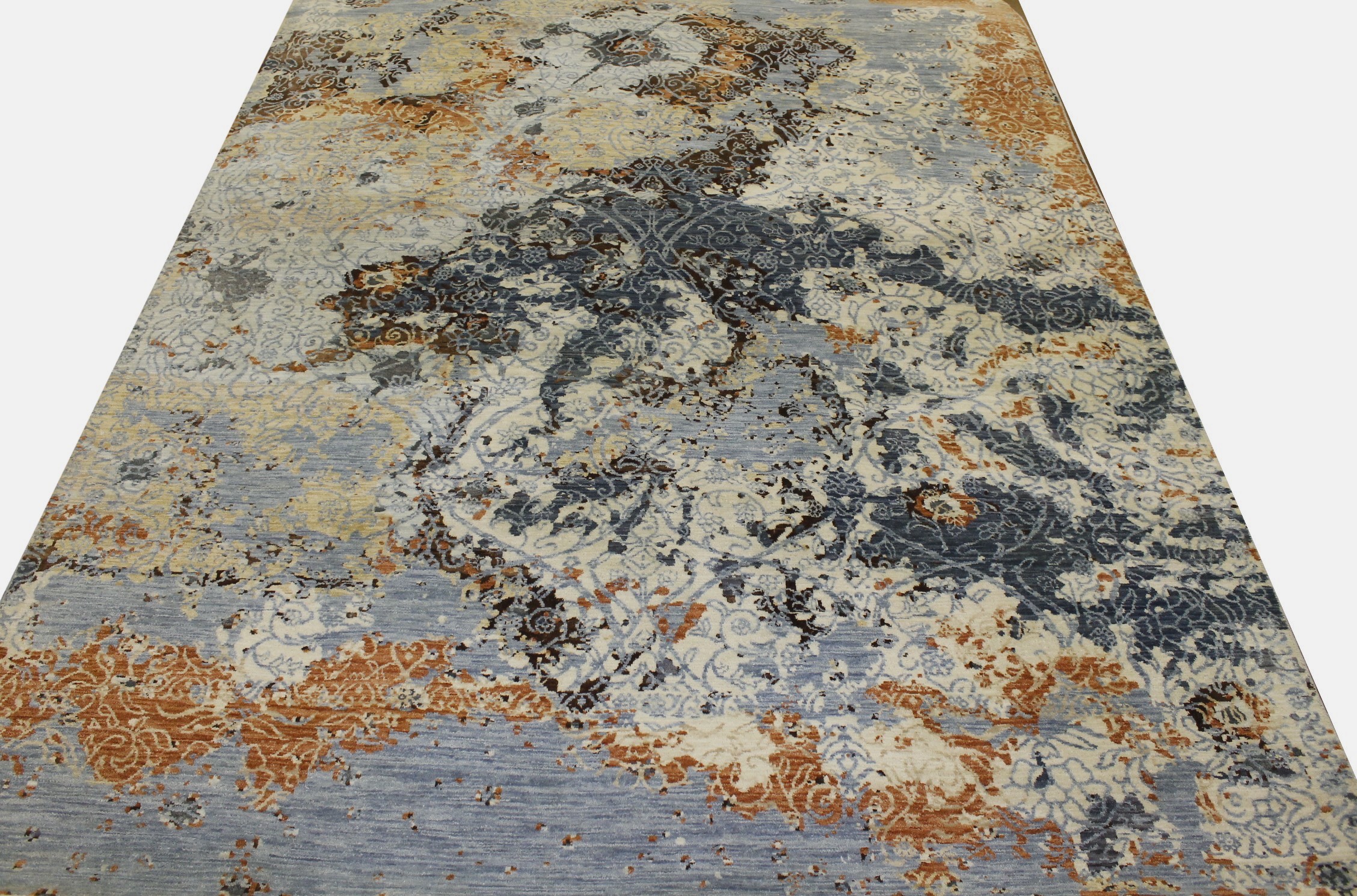 Contemporary Rugs & Transitional Rugs Jankat 022713 Medium Blue - Navy & Multi Hand Knotted Rug