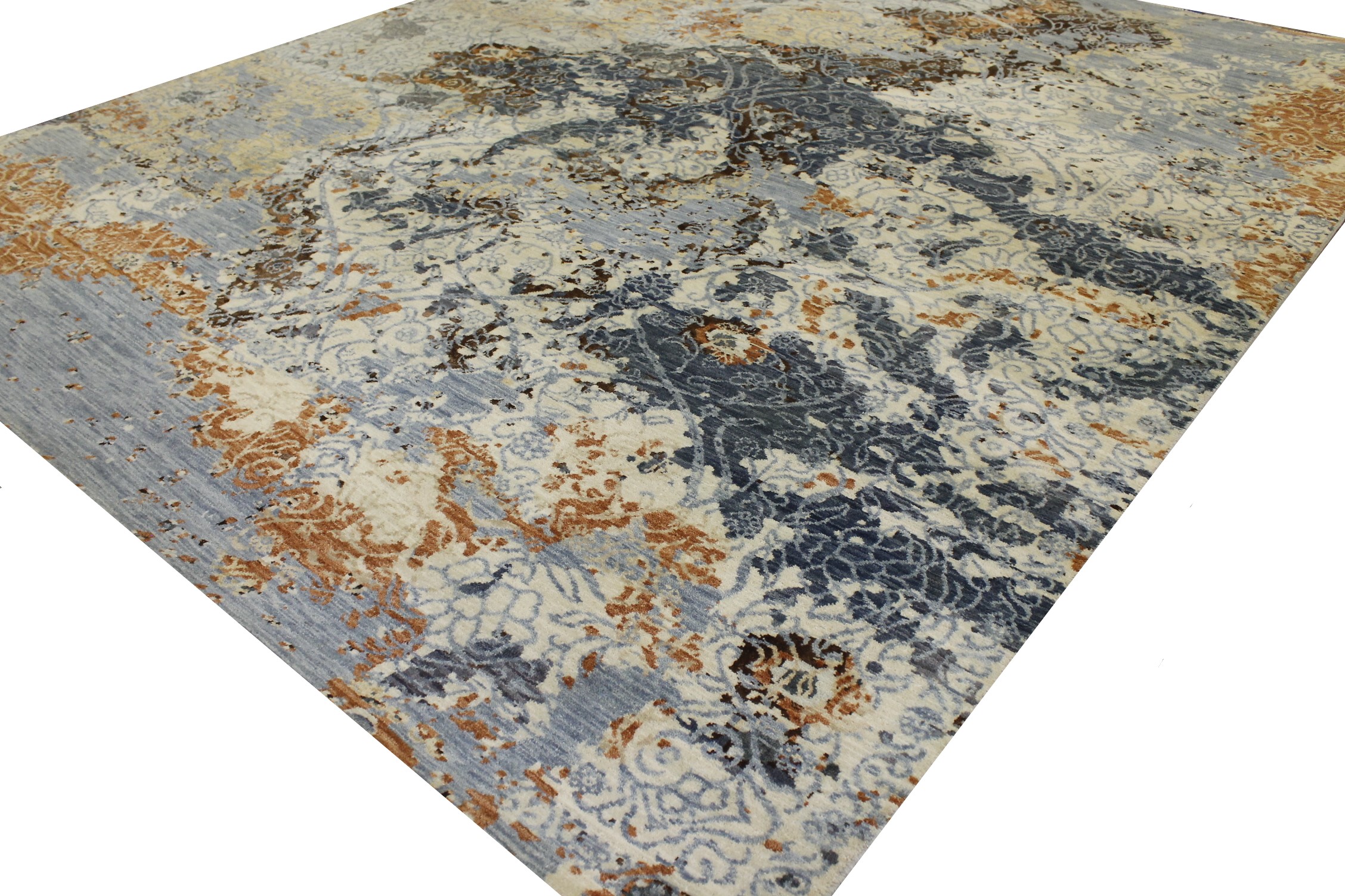 Contemporary Rugs & Transitional Rugs Jankat 022713 Medium Blue - Navy & Multi Hand Knotted Rug