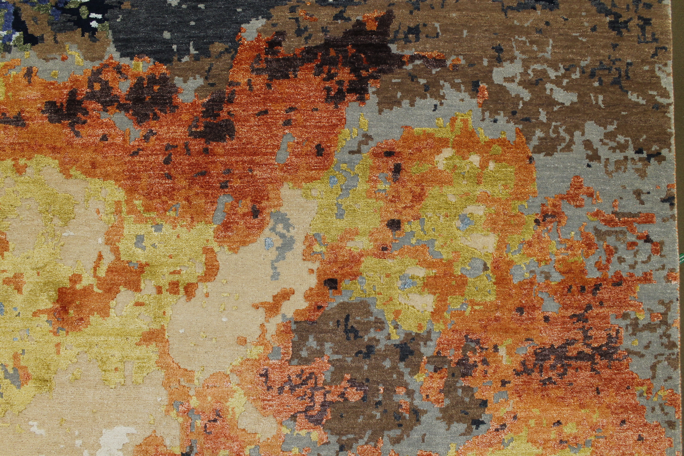 Contemporary Rugs & Transitional Rugs Splash 022695 Medium Blue - Navy & Rust - Orange Hand Knotted Rug