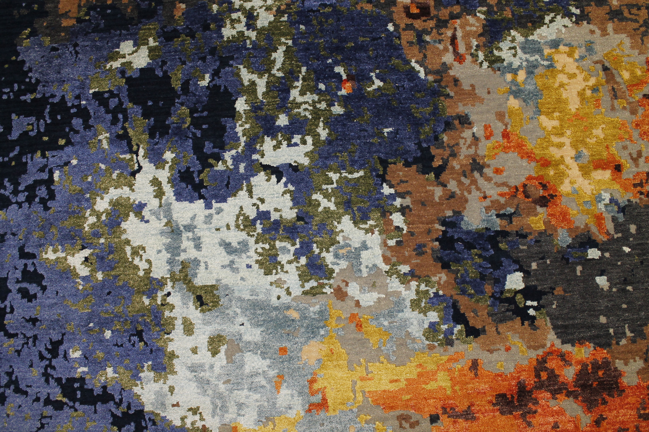 Contemporary & Transitional Rugs Splash 022695 Medium Blue - Navy & Rust - Orange Hand Knotted Rug