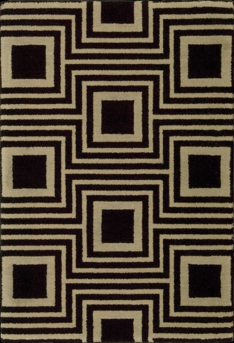 Custom & Wall to Wall MANHATTAN MHT-03NOIR Black - Charcoal & Ivory - Beige Machine Made Rug