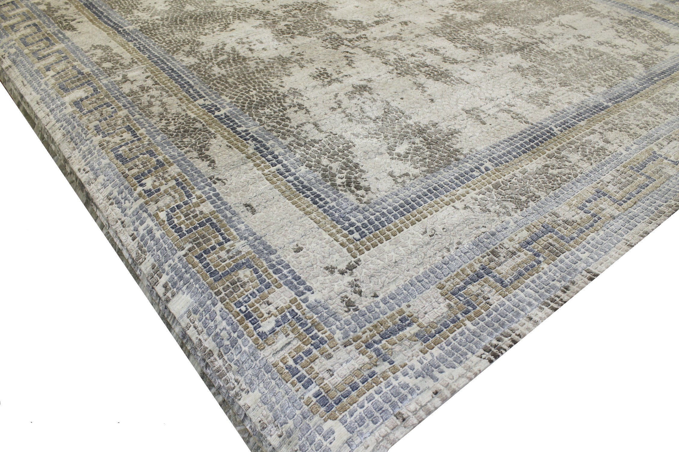 Contemporary Rugs & Transitional Rugs Mosaic 022667 Lt. Grey - Grey Hand Knotted Rug