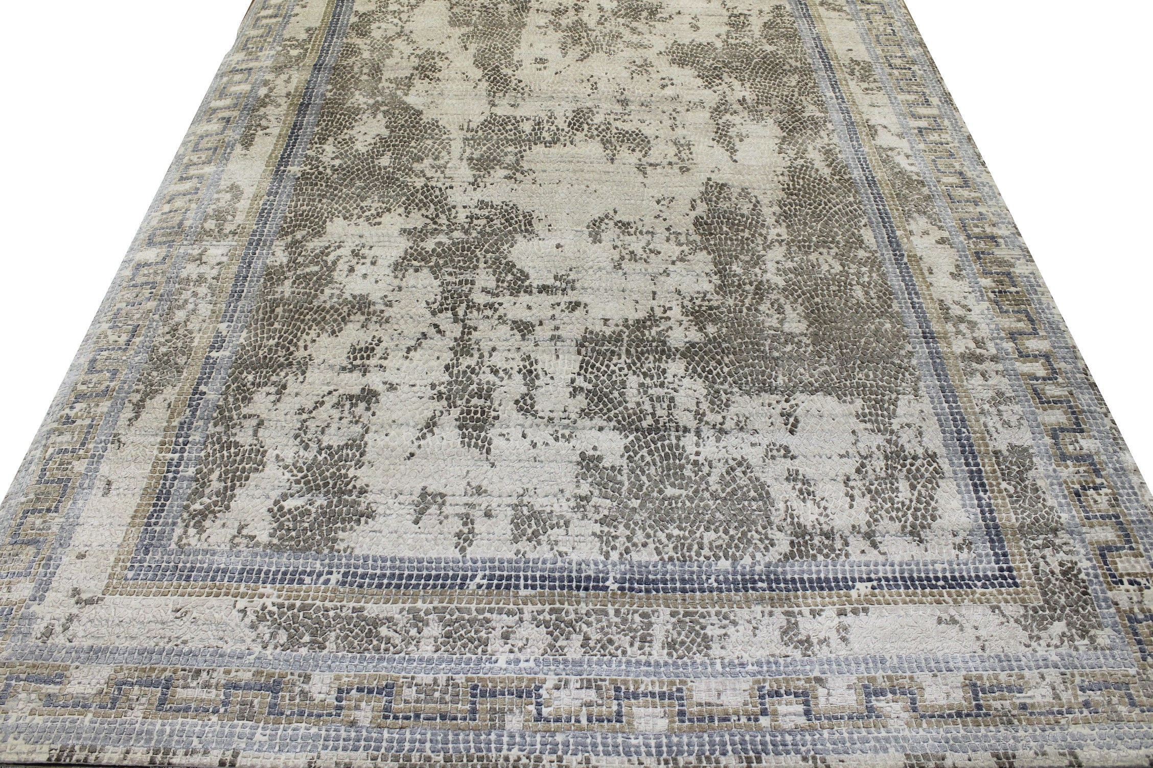 Contemporary & Modern Rugs Mosaic 022667 Lt. Grey - Grey Hand Knotted Rug