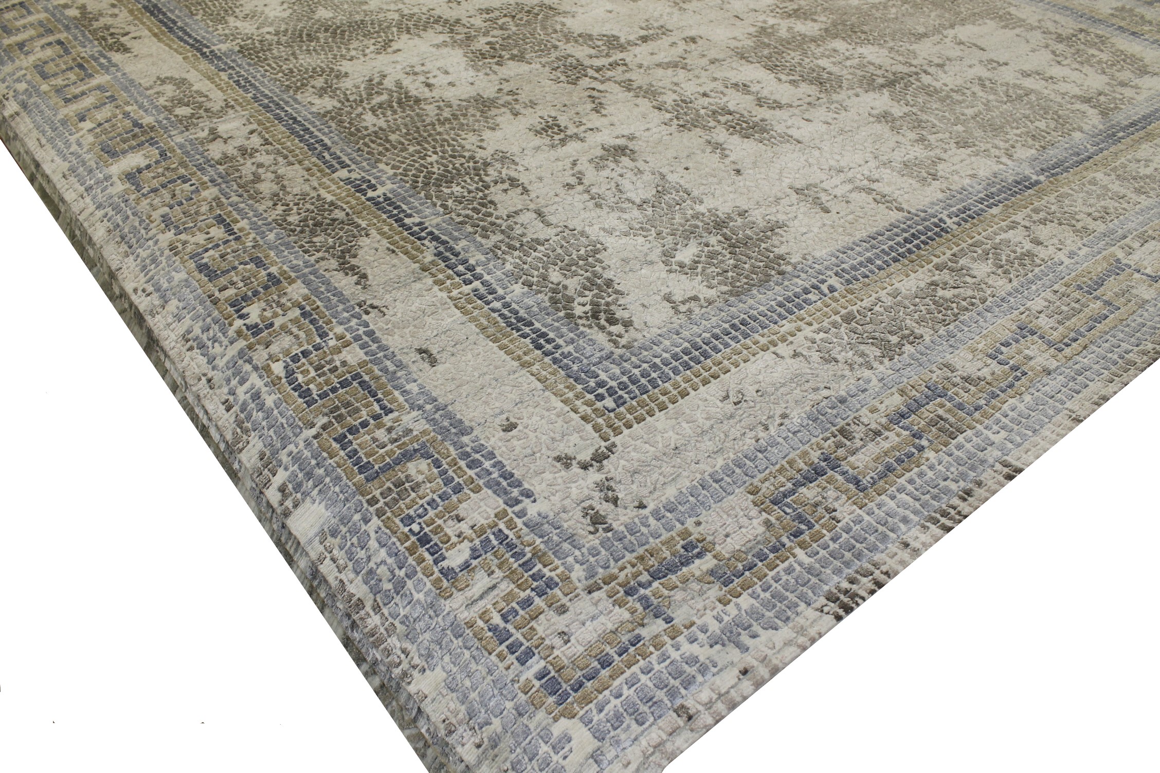 Contemporary & Modern Rugs Mosaic 022667 Lt. Grey - Grey Hand Knotted Rug