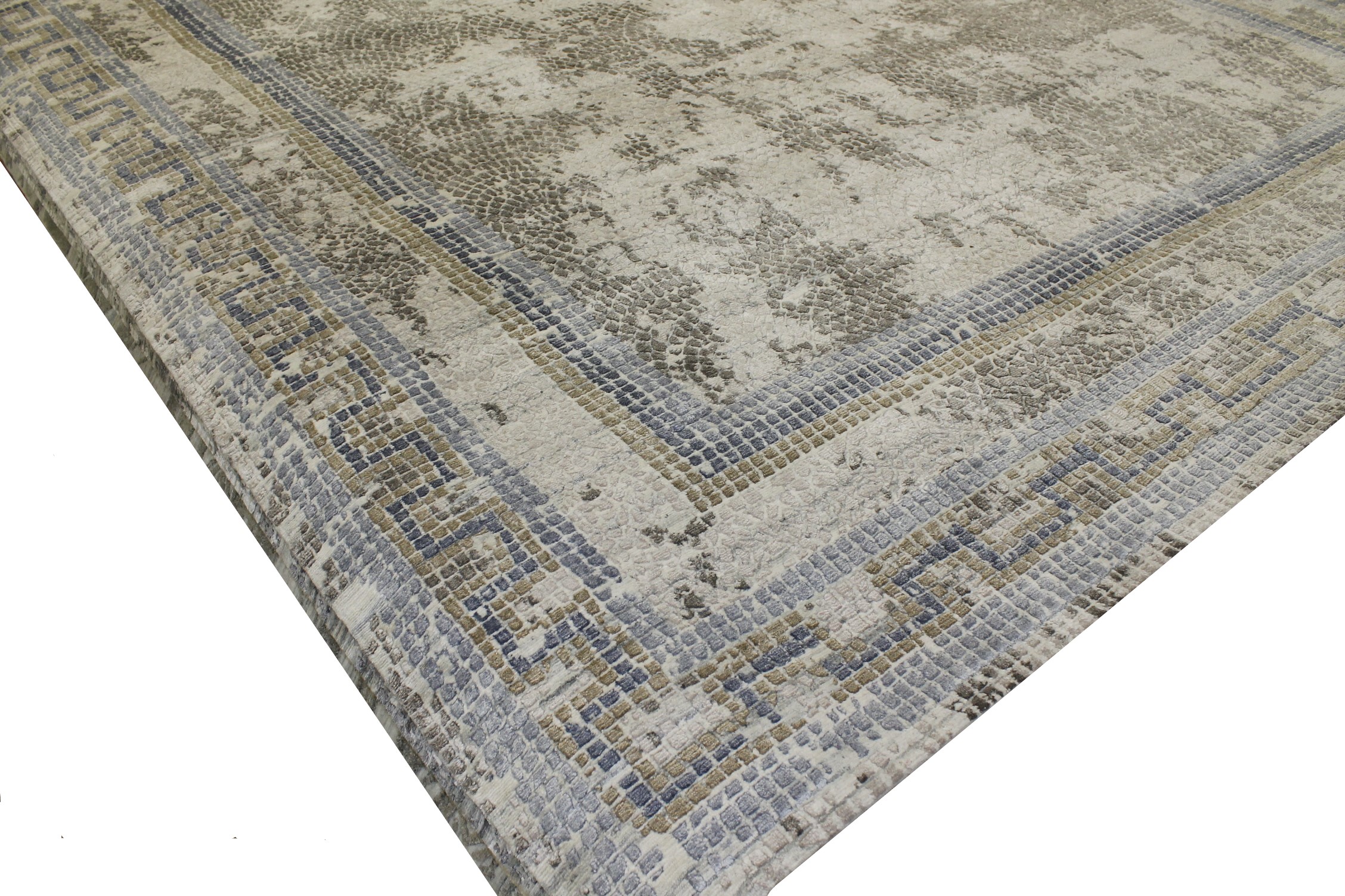 Contemporary Rugs & Transitional Rugs Mosaic 022667 Lt. Grey - Grey Hand Knotted Rug