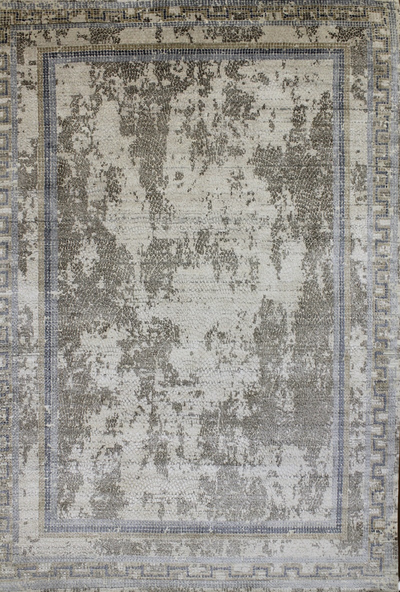 Contemporary Rugs & Transitional Rugs Mosaic 022667 Lt. Grey - Grey Hand Knotted Rug