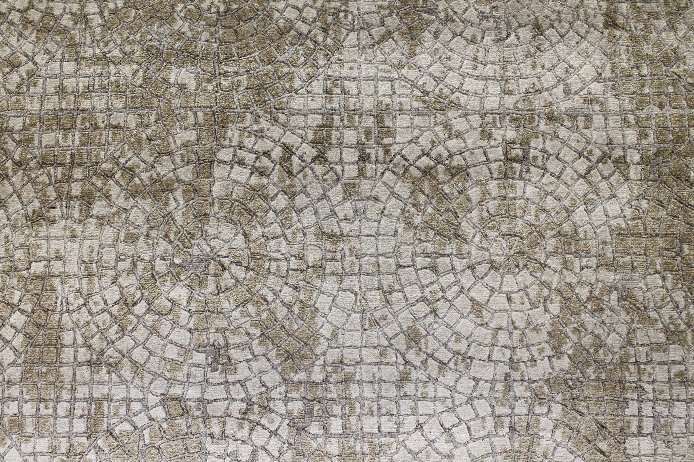Contemporary Rugs & Transitional Rugs Mosaic 022658 Ivory - Beige & Lt. Grey - Grey Hand Knotted Rug