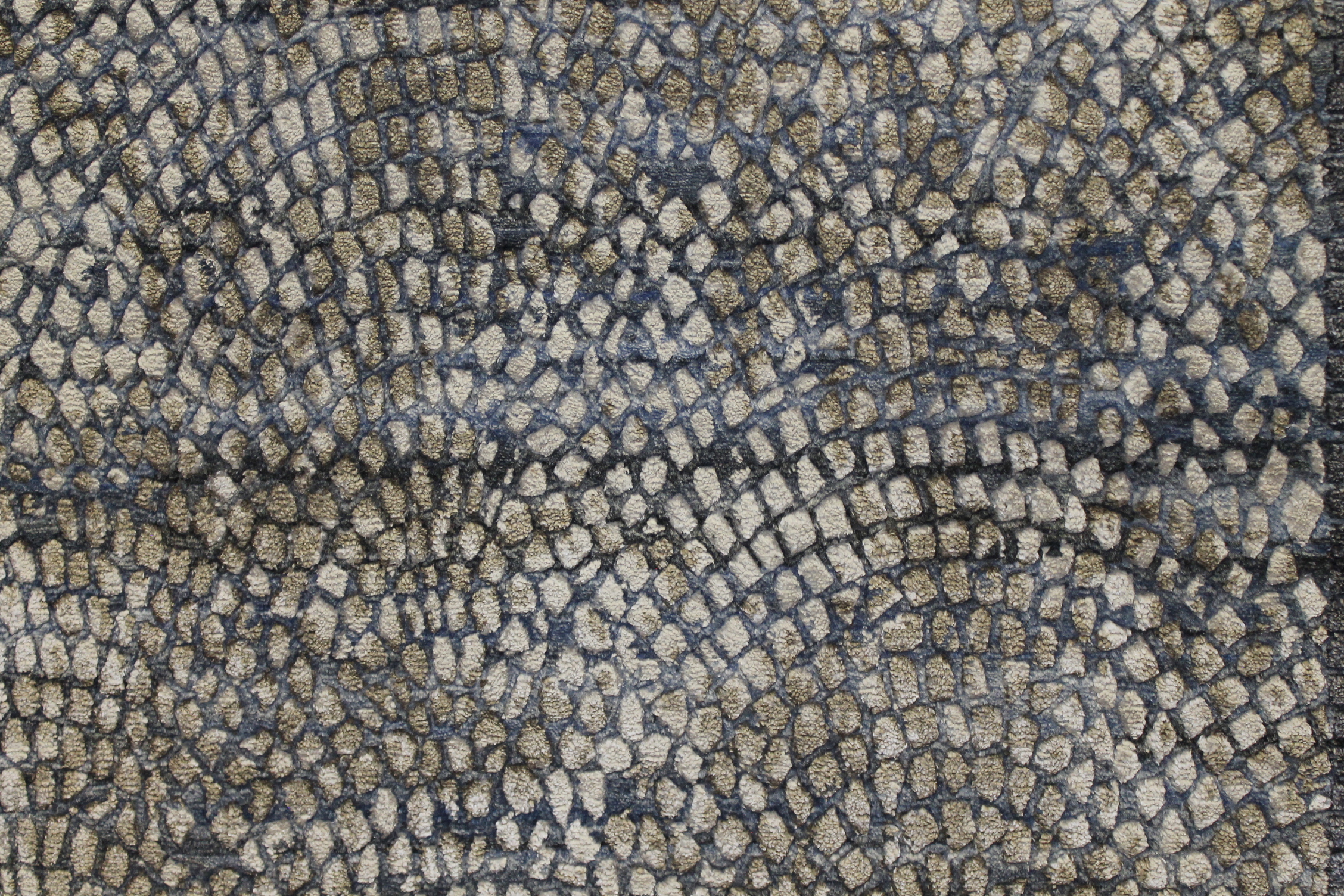 Contemporary Rugs & Transitional Rugs Mosaic 022323 Medium Blue - Navy & Camel - Taupe Hand Knotted Rug
