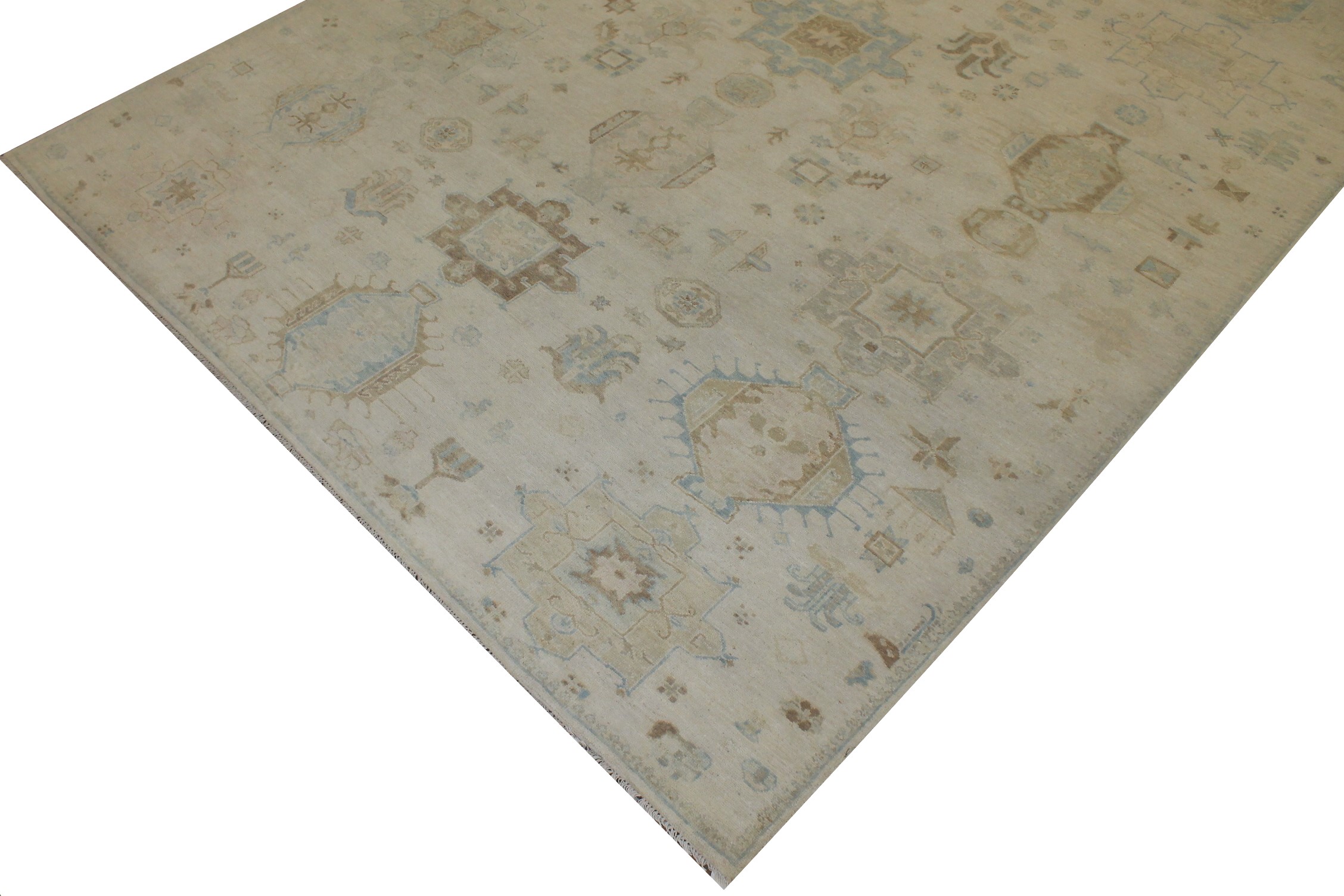 Oushak Rugs F.T. Knot 024877 Ivory - Beige Hand Knotted Rug
