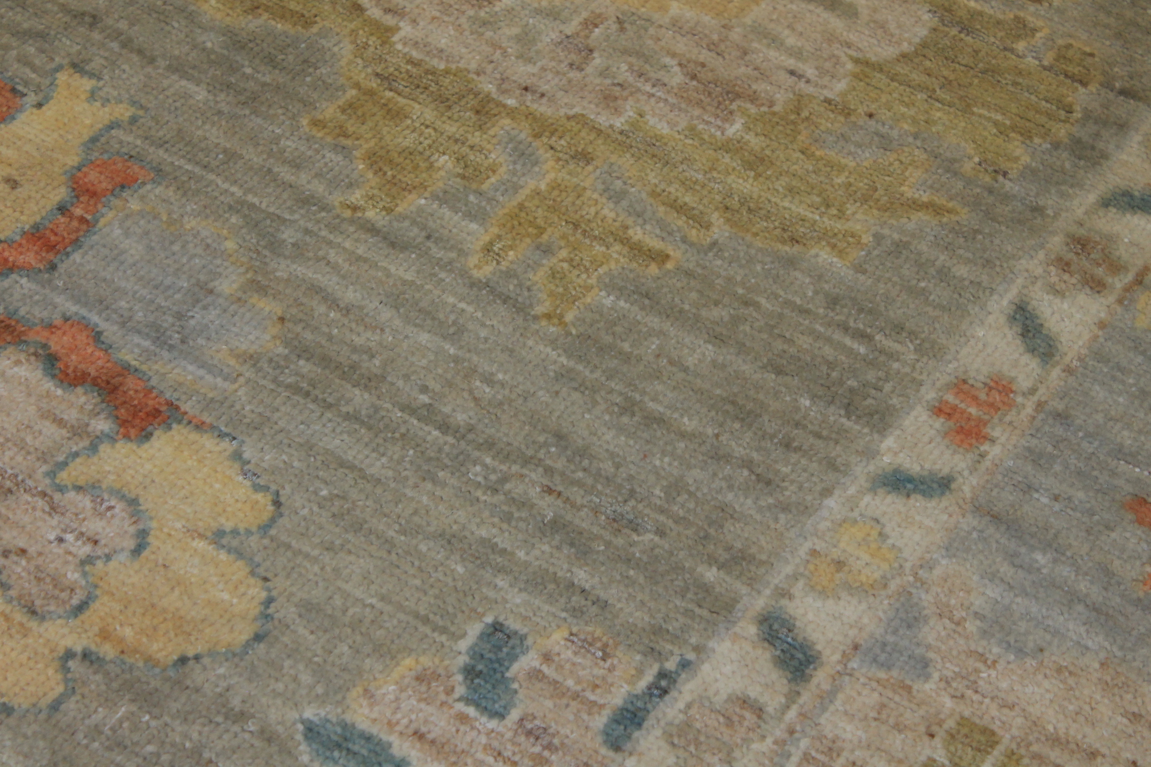 Oushak Rugs Nizam 024728 Lt. Grey - Grey & Lt. Blue - Blue Hand Knotted Rug
